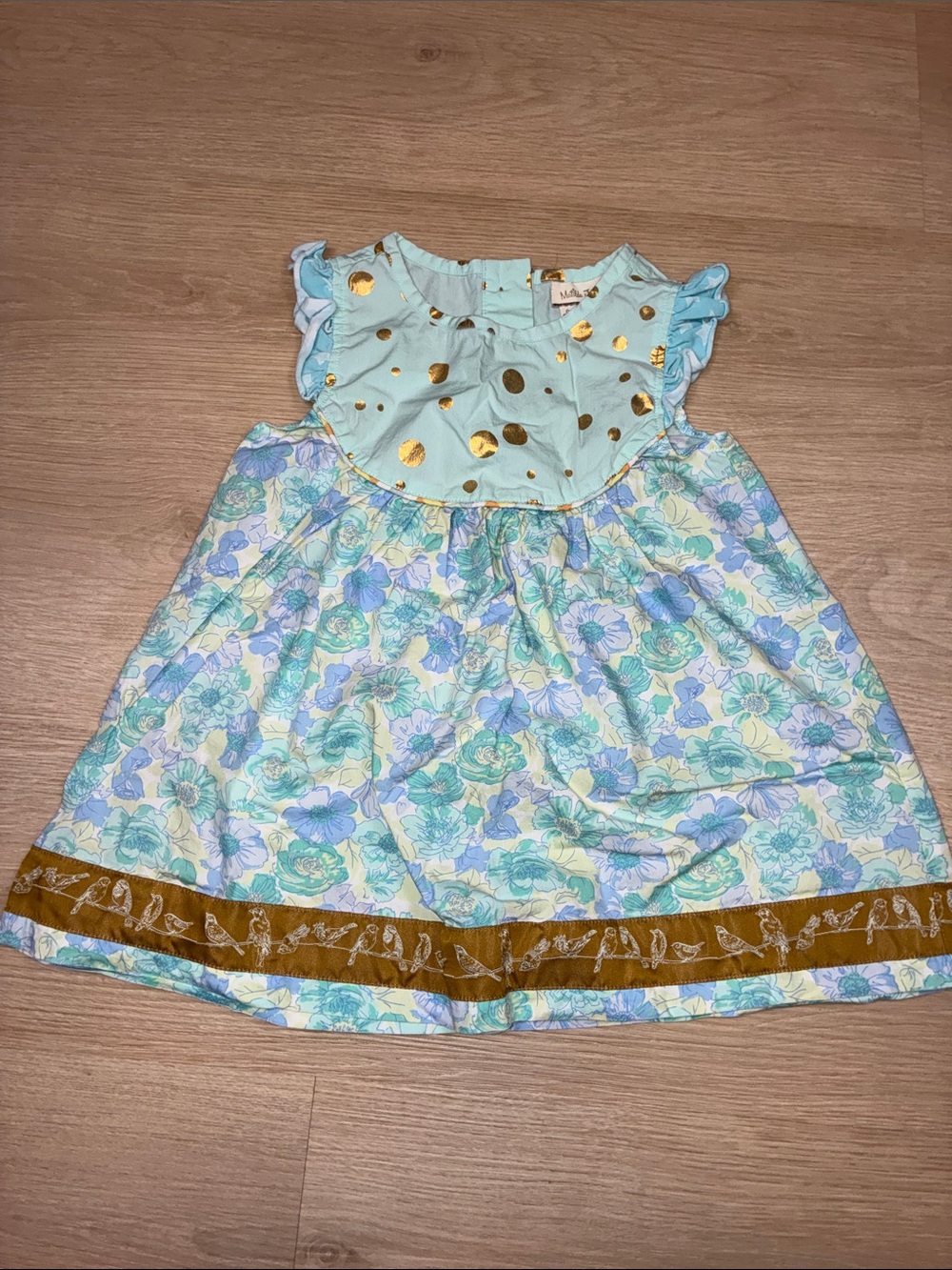 Matilda Jane Mint Floral Dress with Gold Accents